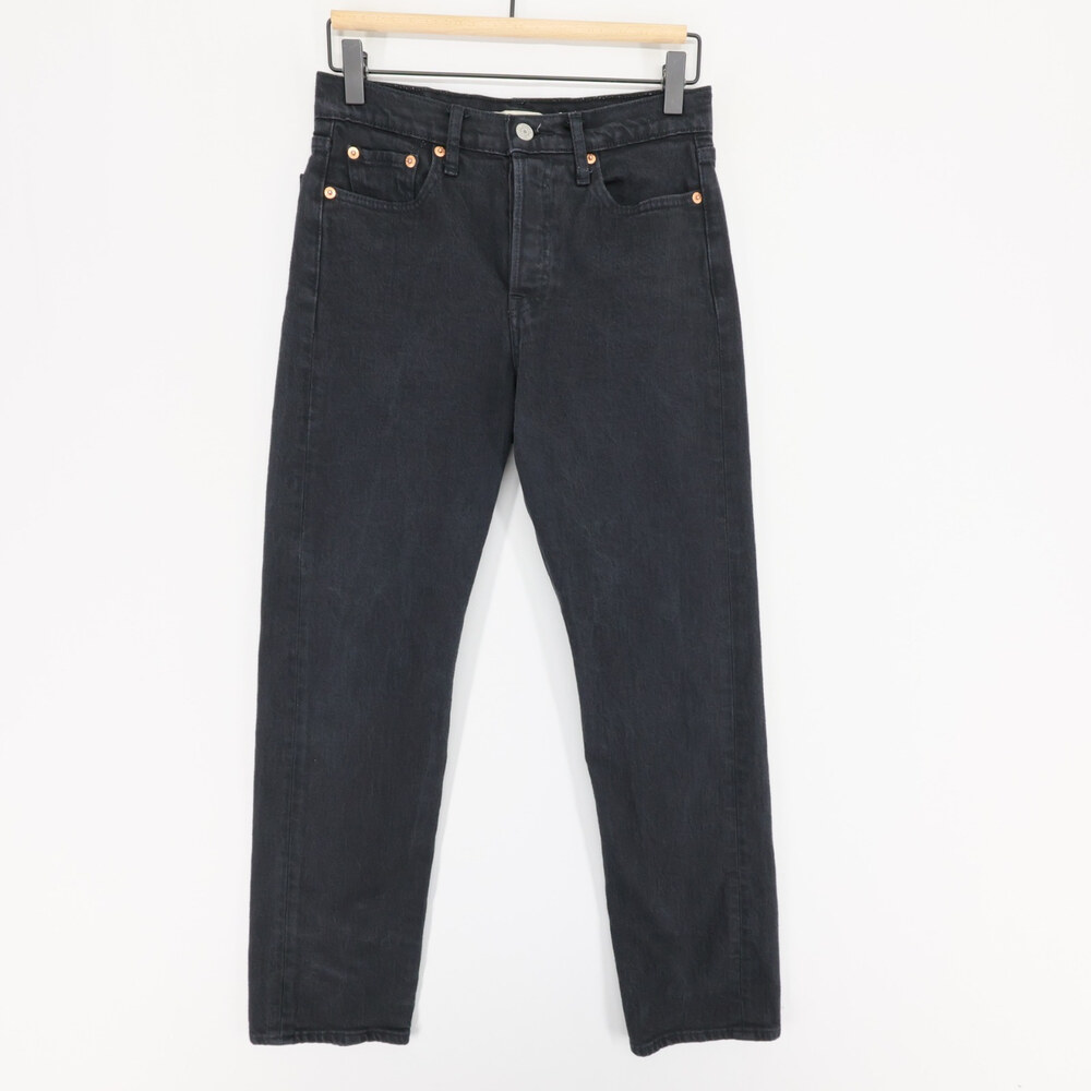 Levis Wedgie Straight Jeans Womens 26x28 Black Button Fly Stretch Premium